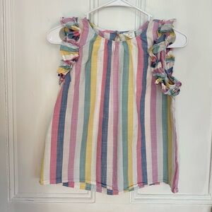 Crewcuts Multicolor Striped Top with Ruffle Detail